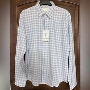 Cactus Man Men's Light Blue Plaid Button-Down Shirt - Tech Stretch